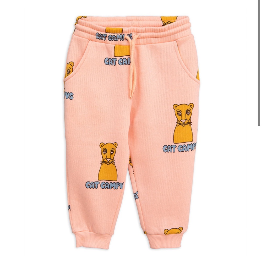Mini Rodini Pink Sweatpants with Cat Design